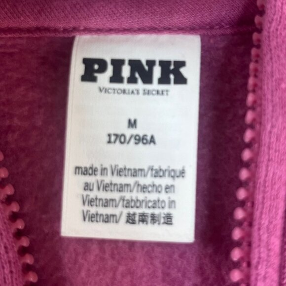 Pink Victorias Secret Sweatshirt Half-Zip Medium Pink Pullover Fleece Lined - Picture 9 of 10
